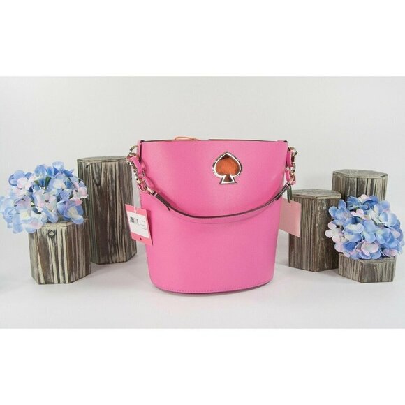 kate spade Handbags - kate Spade Suzy Hibiscus Tea Leather Juicy Orange Insert Small Bucket Bag NWT